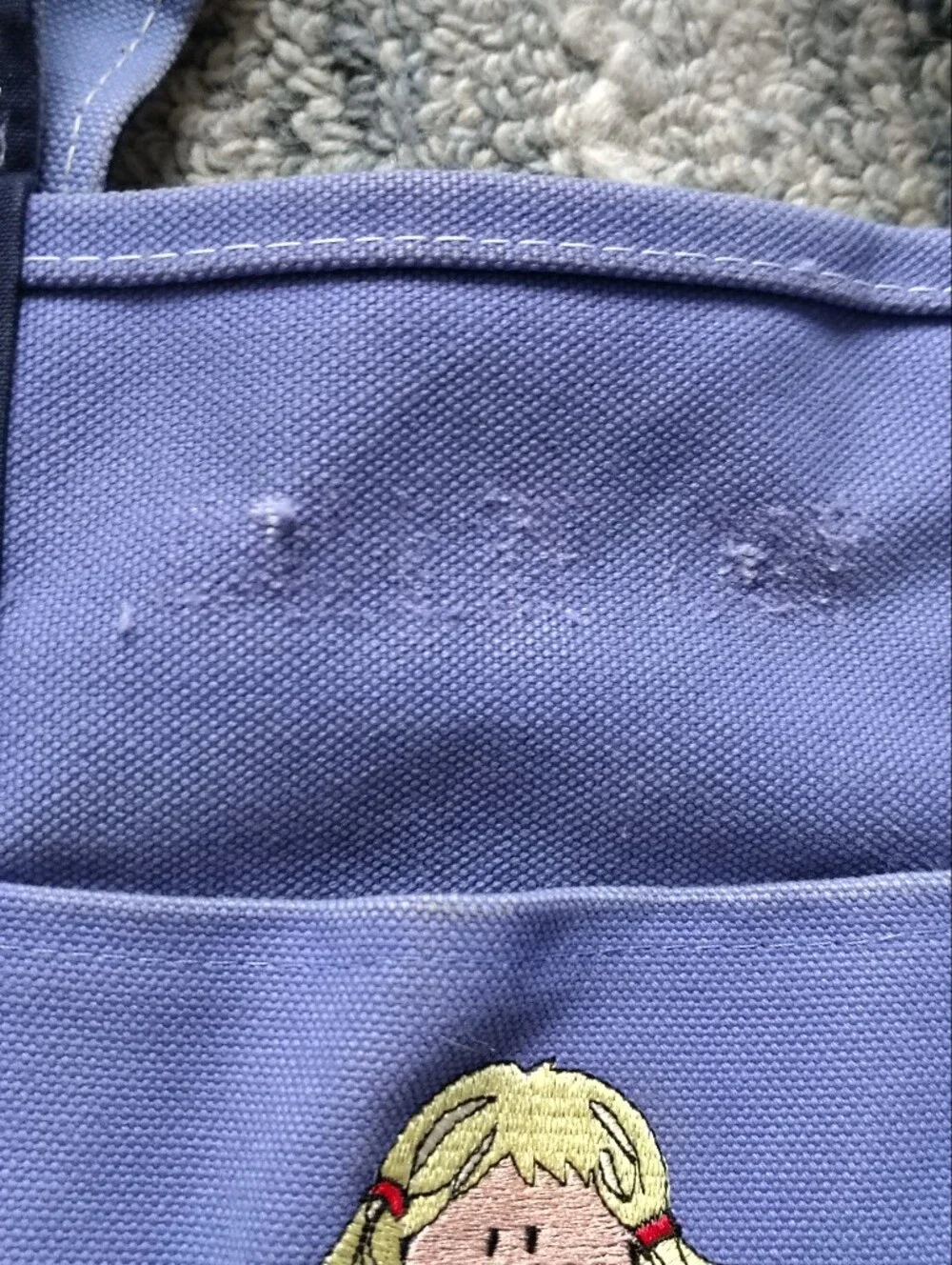 Vintage L.L. Bean Boat and Tote Canvas Bag - Purple/Navy Blonde Girl USA Made